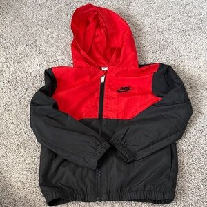 Nike Black and Red Hooded Windbreaker
